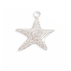 Морская звезда Подвески из нержавеющей стали 304, анти-тускнение, морская звезда, 23x20x1.4 мм, отверстие : 1.8~2 мм