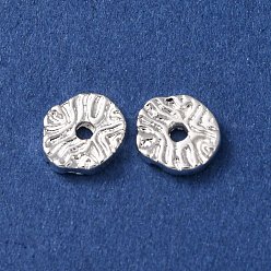 Серебро Сплавочные бусины, плоско-круглые, долговечный, стойки покрытие, серебряные, 8x7x2 мм, отверстие : 1.6 мм