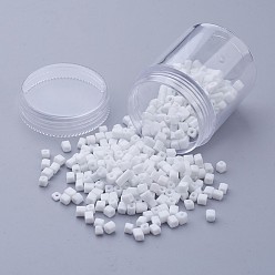 Белый Непрозрачные цвета бисер, круглое отверстие, кубические, белые, 3~7x3x3 мм, отверстия: 0.5 мм, около 400 шт / коробка