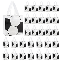 White 30Pcs Football Print Non-woven Fabrics Bags wtih Handle, Shopping Bags, Rectangle, White, 24.7x20x0.15cm, Open: 19.8x9x20.3cm