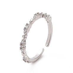 Платина Открытое кольцо-манжета в форме сердца из прозрачного кубического циркония, украшения из латуни для женщин, без кадмия и без свинца, платина, размер США 7 3/4 (17.9 мм)