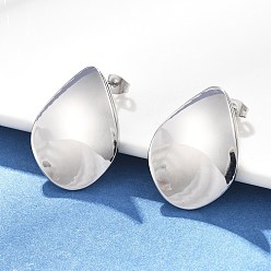 Нержавеющая Сталь Цвет 304 из нержавеющей стали серьги, овальные, цвет нержавеющей стали, 28x21 мм