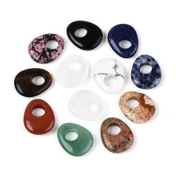 Смешанные камни Природные и синтетические смешанные подвески драгоценных камней, слезинки, 24.5~25x19.5~20x5.5~6.5 мм, отверстие : 8~9 мм