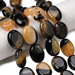 Золотистый Природный агат бисер нитей, окрашенная и подогревом, Плоско-овальные, золотые, 19~20x14.5~15.5x7.5~8 мм, отверстие : 0.8~1 мм, около 20 шт / нитка, 15.55''~15.75'' (39.5~40 см)