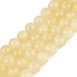 Golden Silk Jade Нити натуральных золотых шелковых нефритовых бусин, гладкий круглый, класс А, 12~13 мм, отверстие : 1~1.2 мм, около 33 шт / нитка, 15.75 дюйм (40 см)