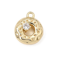 Real 18K Gold Plated Brass Micro Pave Clear Cubic Zirconia Charms, Donut Charms, Real 18K Gold Plated, 12x10x4mm, Hole: 1.2mm