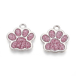 Фламинго Подвески из эмали и сплава, с блеском порошок, стойки покрытие, амулет с принтом кошачьей лапы, платина, фламинго, 17.2x16.5x1.2 мм, отверстие : 2 мм