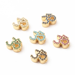 (52) Непрозрачная лаванда Стойки обшивки латунь кубического циркония бусы, без кадмия и без свинца, реальный 18 k позолоченный, ом / символ йоги, разноцветные, 11x10x4 мм, отверстие : 1.5 мм