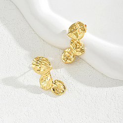 Настоящее золото 18K 304 серьги-гвоздики из нержавеющей стали для женщин, nuggest, реальный 18 k позолоченный, 33x13 мм