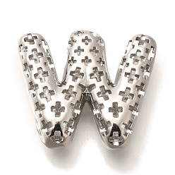 Letter W Латунные подвески, подвески с полыми буквами, стойки покрытие, долговечный, без кадмия и без свинца, Буква W, 22x25.5x7.5 мм, отверстие : 5x2.7 мм