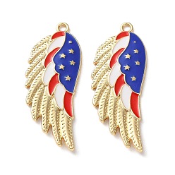 Wing Подвески из сплава с эмалью ко дню независимости, золотые, крыло, 47.5x18.5x3 мм, отверстие : 2 мм