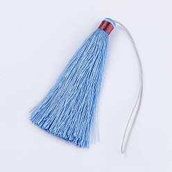 Deep Sky Blue Nylon Thread Tassel Big Pendant Decorations, Deep Sky Blue, 95x10mm