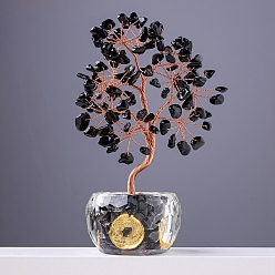 Обсидиан Украшение дисплея скульптуры из натурального обсидиана, для домашнего офисного стола, дерево, 57x140~170 мм