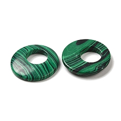 Malachite Synthetic Malachite Pendants, Donut/Pi Disc Charms, 27.5~28x4.5~5.5mm
