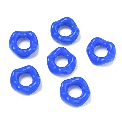 Blau Opake Legierung Perlen, Großloch perlen, welliger Ring, Blau, 15x5 mm, Bohrung: 7 mm, ca. 1000 Stk. / 500 g