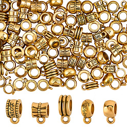 Античное Золото 125 шт. 5 стили трубчатых поручней из сплава, петля под залог, бейлы, античное золото , 9.5~12.5x7~9x5~6.5 мм, отверстие : 1.6~2 мм, внутренний диаметр: 4.5~5 мм, 25 шт / стиль