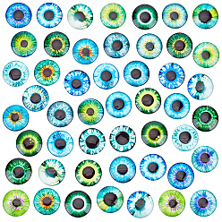 (52) Непрозрачная лаванда 1 стеклянные кабошоны с принтом в виде сумки, полукруглый / купол с рисунком глаз, разноцветные, 25x7 мм, около 50 шт / упаковка