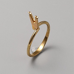 Golden Aluminium Alloy Finger Rings Components, 4 Prong Ring Settings, Golden, US Size 9(18.9mm)