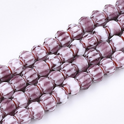 Индийский Красный Стеклянные бусины, граненые, RONDELLE с цветком, Индийская красная, 7.5~8x5.5 мм, отверстие : 1~1.5 мм, около 74 шт / нитка, 16.1 дюйм