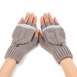 Gray Acrylic Fiber Fingerless Gloves, Winter Warm Gloves, Half Capped 2 in 1 Combo Mitten, Gray, 180x120mm