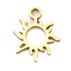Солнце 304 подвески из нержавеющей стали, реальный 18 k позолоченный, солнечный луч, 20.5x17x1.5 мм, отверстие : 2.5 мм