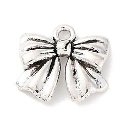 Античное Серебро Сплавочные подвески тибетского стиля, бантом прелести, античное серебро, 16x17x3.5 мм, отверстие : 2 мм