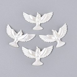 White ABS Plastic Imitation Pearl Pendants, Pigeon Charm, White, 23x35.5x4mm, Hole: 1.5mm