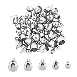 Stainless Steel Color 304 Stainless Steel Cord Ends, End Caps,, Stainless Steel Color, 50pcs/box