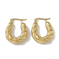 Настоящее золото 18K 304 серьги нержавеющей стали, твист, реальный 18 k позолоченный, 21x6.5 мм