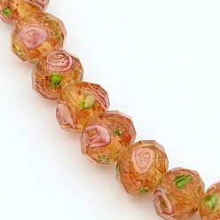 Сэнди Коричневый Ручной работы золотые песочные бусины ручной работы, граненые, песчаный коричневый, 10x7 мм, отверстие : 2 мм, около 50 шт / нитка, 13.77 дюйм