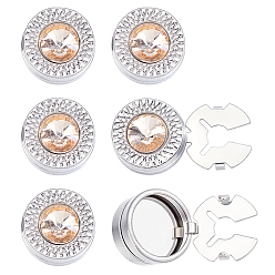 Juicy Peach 3 Pairs Alloy Rhinestone Cufflinks, Flat Round, Platinum, Juicy Peach, 18x10.5mm, Hole: 5mm