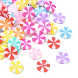 (52) Непрозрачная лаванда Ручной полимерной глины кабошонов, плоско-круглые, разноцветные, 9~9.5x1.5~2.5 мм, Около 5495 шт / 1000 г