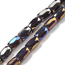 Черный Стеклянные бусины, с покрытием AB цвета, граненые колонки, чёрные, 6x4 мм, отверстие : 0.8 мм, около 78~80 шт / нитка, 19.29~20.07 дюйм (49~51 см)