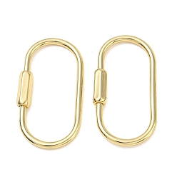 Chapado en Oro Real 18K Mosquetón de latón con cierre, enlaces rápidos ovalados, sin plomo y cadmio, chapado en rack, larga duración plateado, real 18 k chapado en oro, 49.5x24.5x2.5 mm