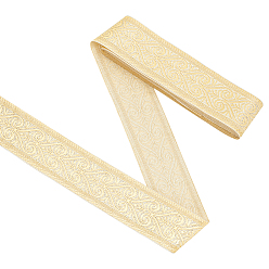 Лимонный шифон Полиэстеровые жаккардовые цветочные ленты, лимонный шифон, 2 дюйм (50 мм)