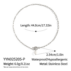 Нержавеющая Сталь Цвет Модный кулон из натурального пресноводного жемчуга с рисунком риса 304 цепочка-скрепка из нержавеющей стали для женщин, белые, цвет нержавеющей стали, 17.32 дюйм (44 см)