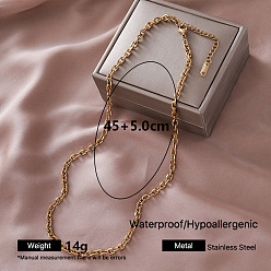Oro Europeos 304 collares de cadena de cable de acero inoxidable para mujer, dorado, dorado, 17.72 pulgada (45 cm)
