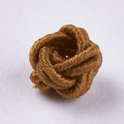 Sienna Polyester Weave Beads, Round, Sienna, 6.5x4.5mm, Hole: 4mm
