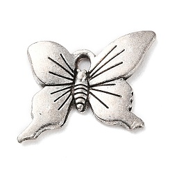 Argent Antique Pendentifs en alliage de style tibétain, charme de papillon, argent antique, 15x21.5x2mm, Trou: 2mm, environ378 pcs / 500 g