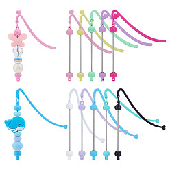 (52) Непрозрачная лаванда 10 шт. 10 цветные закладки из АБС-пластика и нержавеющей стали с бусинами, закладки-подвески в форме крючка, цвет нержавеющей стали, разноцветные, 88 мм, 1 шт / цвет