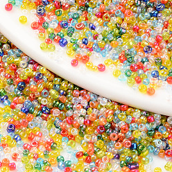 Mixed Color 12/0 Glass Seed Beads, Transparent Colours Rainbow, Round Hole, Round, Mixed Color, 12/0, 2~2.5x1.5~2mm, Hole: 0.8mm, about 450g/bag