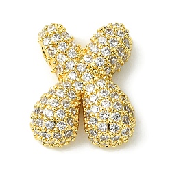 Letter X Подвески из латуни с покрытием из прозрачного кубического циркония, без кадмия и без свинца, долговечный, алфавит, реальный 18 k позолоченный, Письмо X, 17x14x5 мм, отверстие : 3x1.8 мм