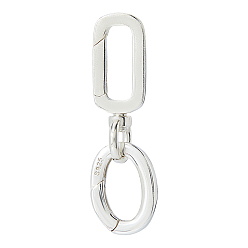 Rectangle 1 шт. 925 поворотные застежки из стерлингового серебра, 1pc 925 Кольца с пружинным затвором из стерлингового серебра, прямоугольные, 22x8x2.5 мм, отверстие : 3.5x5 мм