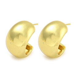 Настоящее золото 18K Серьги-гвоздики из латуни в форме буквы С с покрытием для женщин, без кадмия и без свинца, долговечный, реальный 18 k позолоченный, 26.5x16 мм