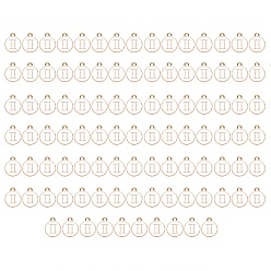 Gemini Alloy Enamel Pendants, Flat Round with Constellation, Light Gold, White, Gemini, 15x12x2mm, Hole: 1.5mm, 100pcs/Box