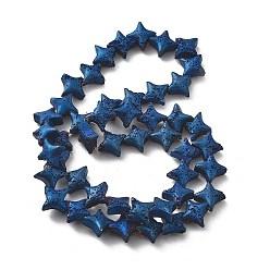 со Синим Покрытием Гальванические бусины из натуральной лавы, звезда, с покрытием синим, 9.5x9.5 мм, отверстие : 1 мм, около 48 шт / нитка, 14.57'' (37 см)