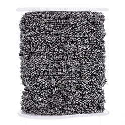 Gunmetal Brass Cable Chains, Soldered, with Spool, Oval, Cadmium Free & Lead Free, Long-Lasting Plated, Gunmetal, 2x1.5x0.35mm, about 301.83 Feet(92m)/roll