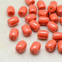 Tomato Resin Beads, Barrel, Tomato, 14x12mm, Hole: 2mm