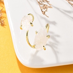 Хрусталь Кольца-манжеты с кристаллами натурального кварца, кольца из латуни золотистого тона, стойки покрытие, внутренний диаметр: 20 мм