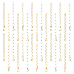 Настоящее золото 18K 30 удлинитель латунных бордюрных цепей, концевые цепи с вкладками в форме сердца, реальный 18 k позолоченный, 55x3 мм